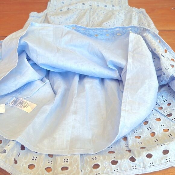 NWT Loft Dress Eyelet Flounce Shift Dress Baby Blue 4 - Picture 9 of 11
